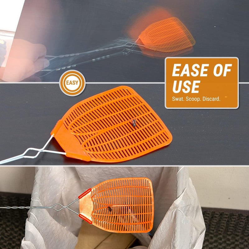 BUGKWIKZAP (5 Pack, Orange) Heavy Duty Metal Braided Fly Swatters, Lightweight 20 inch Bug Swatters with Durable Plastic Paddle - Image 3